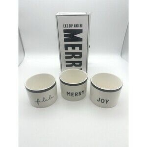 Santa Barbara DS Holiday  Dip Bowl Set Joy Merry Falala Ceramic Gift  Christmas